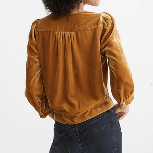 NWT Madewell crushed velvet wrap top in emerald - Picture 2 of 7